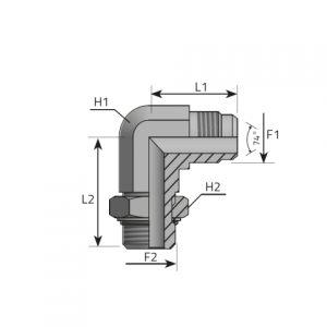 90° adjustable Adapter male JIC – metric male with O-ring. (LMJ..MOM)